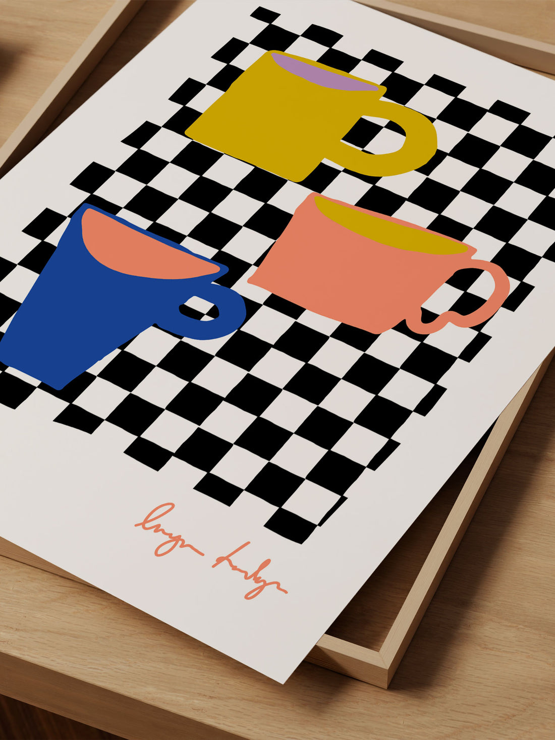 Checkered Cups Art Print – Positivity & Love Collection