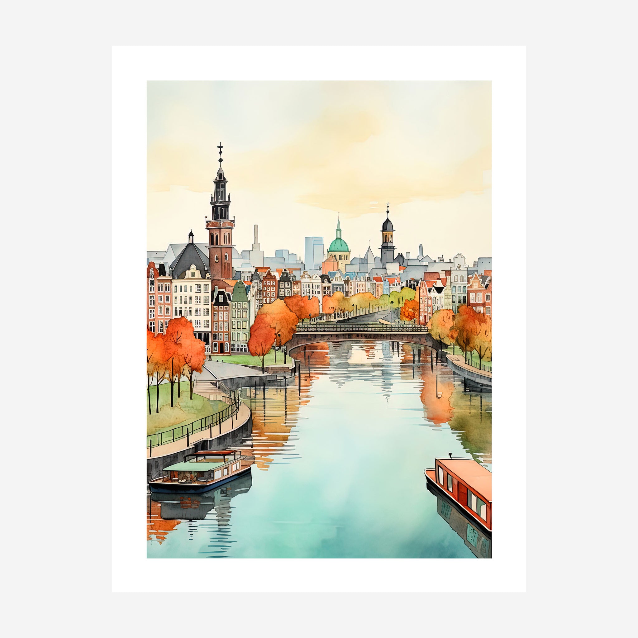 Amsterdam Whimsical Folk Art Print