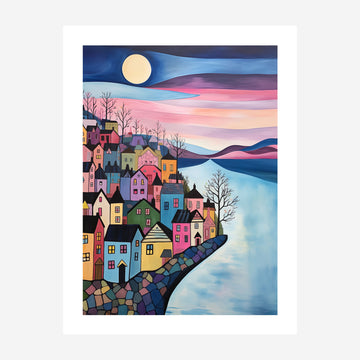 Anchorage, Alaska Whimsical Folk Art Print