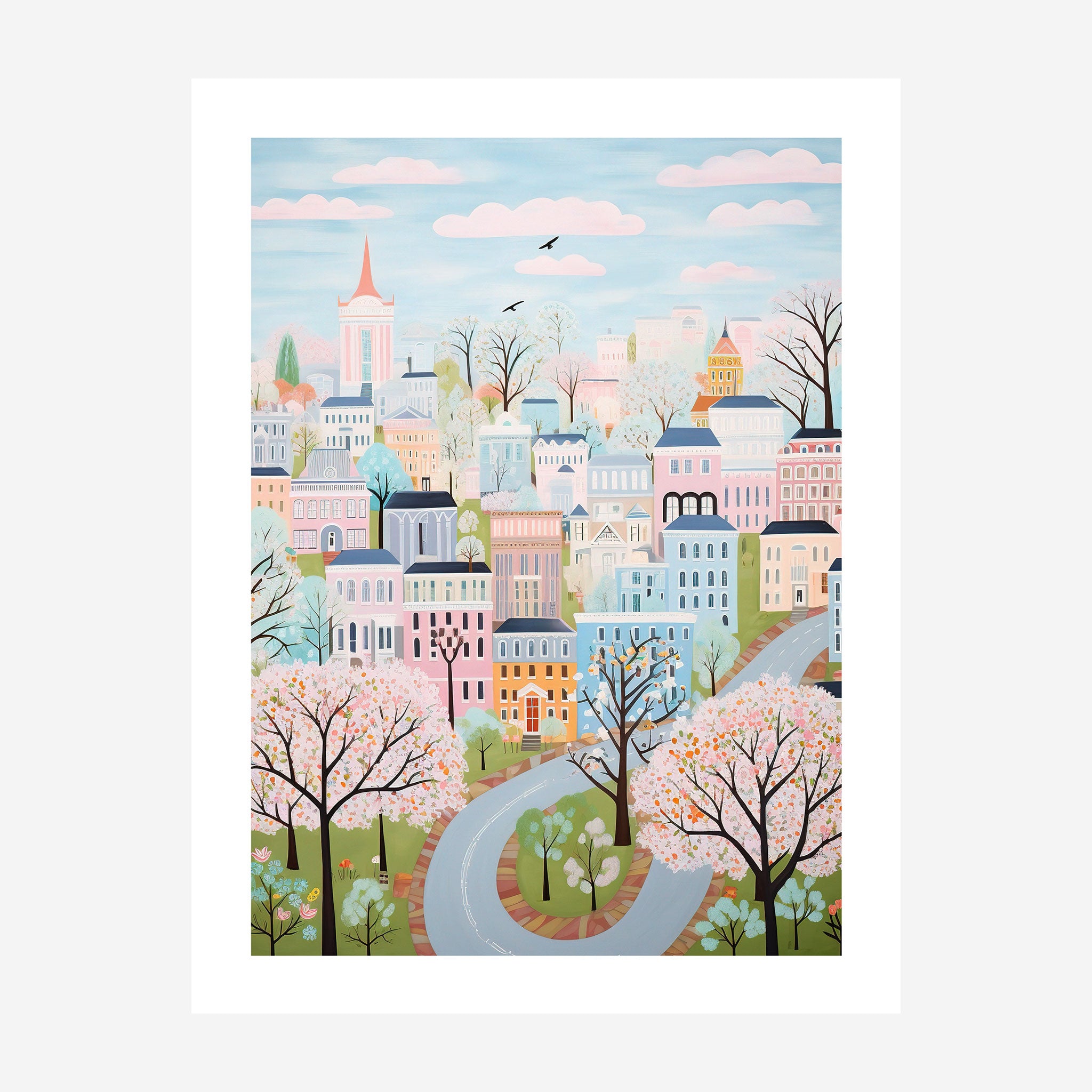 Arlington, Virginia Whimsical Folk Art Print