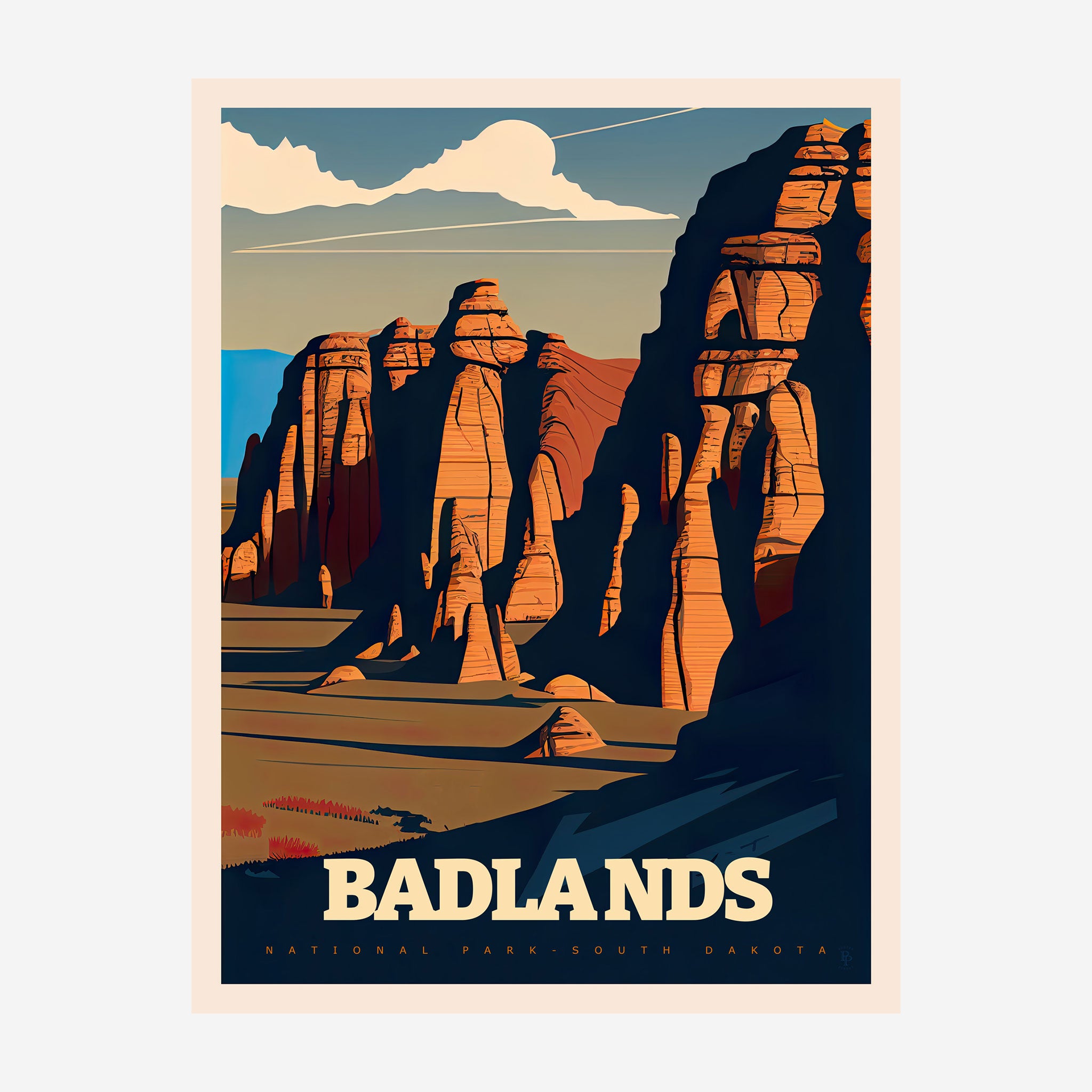 Badlands National Park, South Dakota Travel Poster