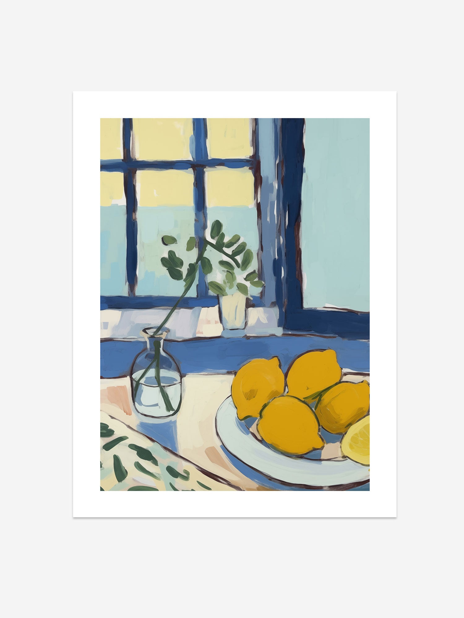 Cozy Lemon Modern Impressionist Kitchen Art Print