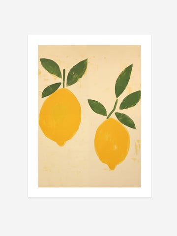 Minimalist Lemon Art Print – Vibrant Modern Kitchen Decor in Yellow and Green