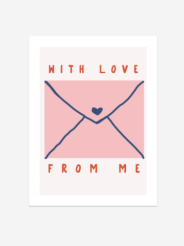 With Love From Me – Pink Envelope Art Print for Nursery