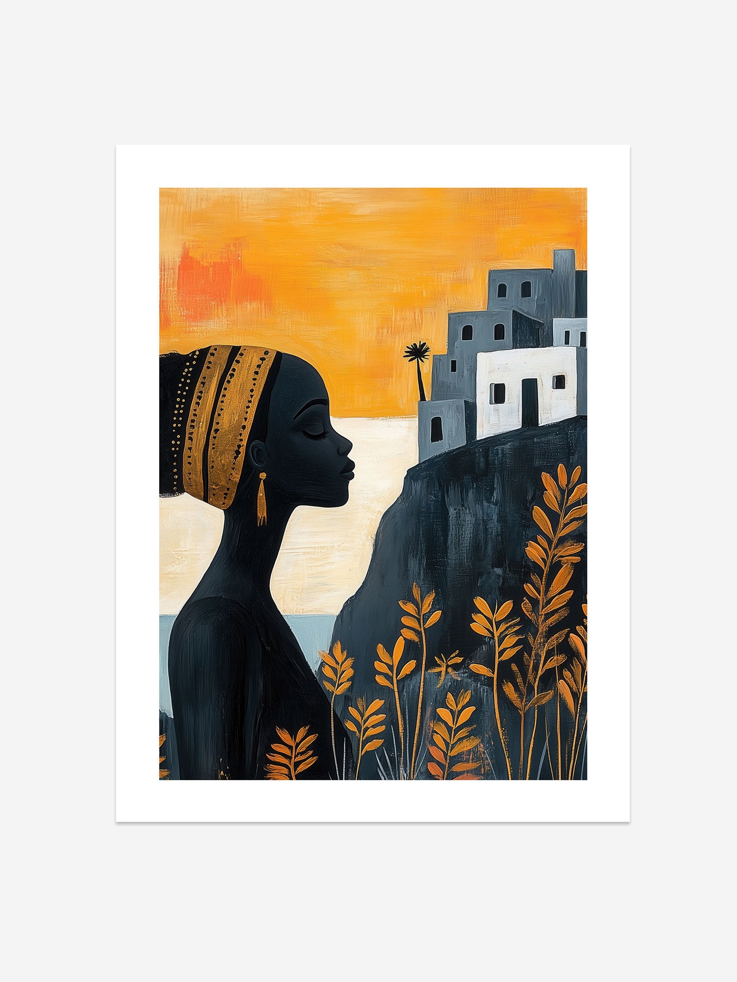 Abstract African Woman Art Print – Ethnic Portrait Wall Art – Afrocentric Decor