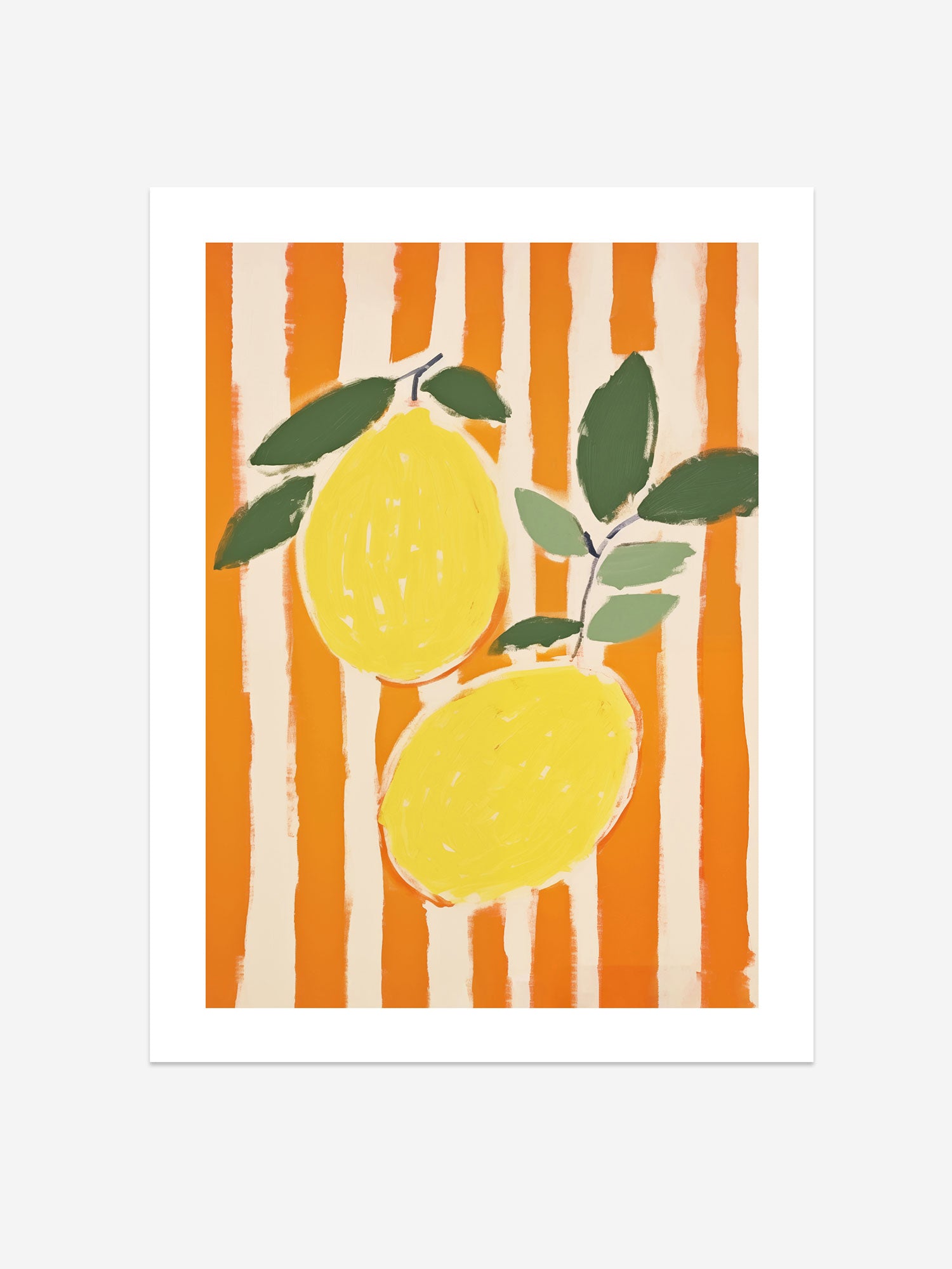 Bold Lemon Art Print with Orange Stripes