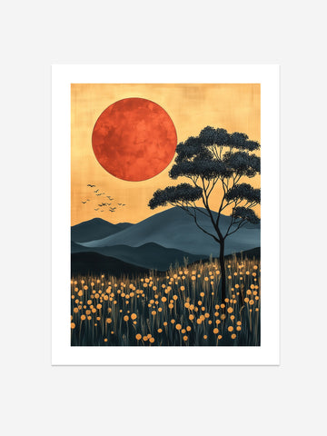 Serengeti National Park Sunset Art Print – African Landscape Wall Art – Nature Decor