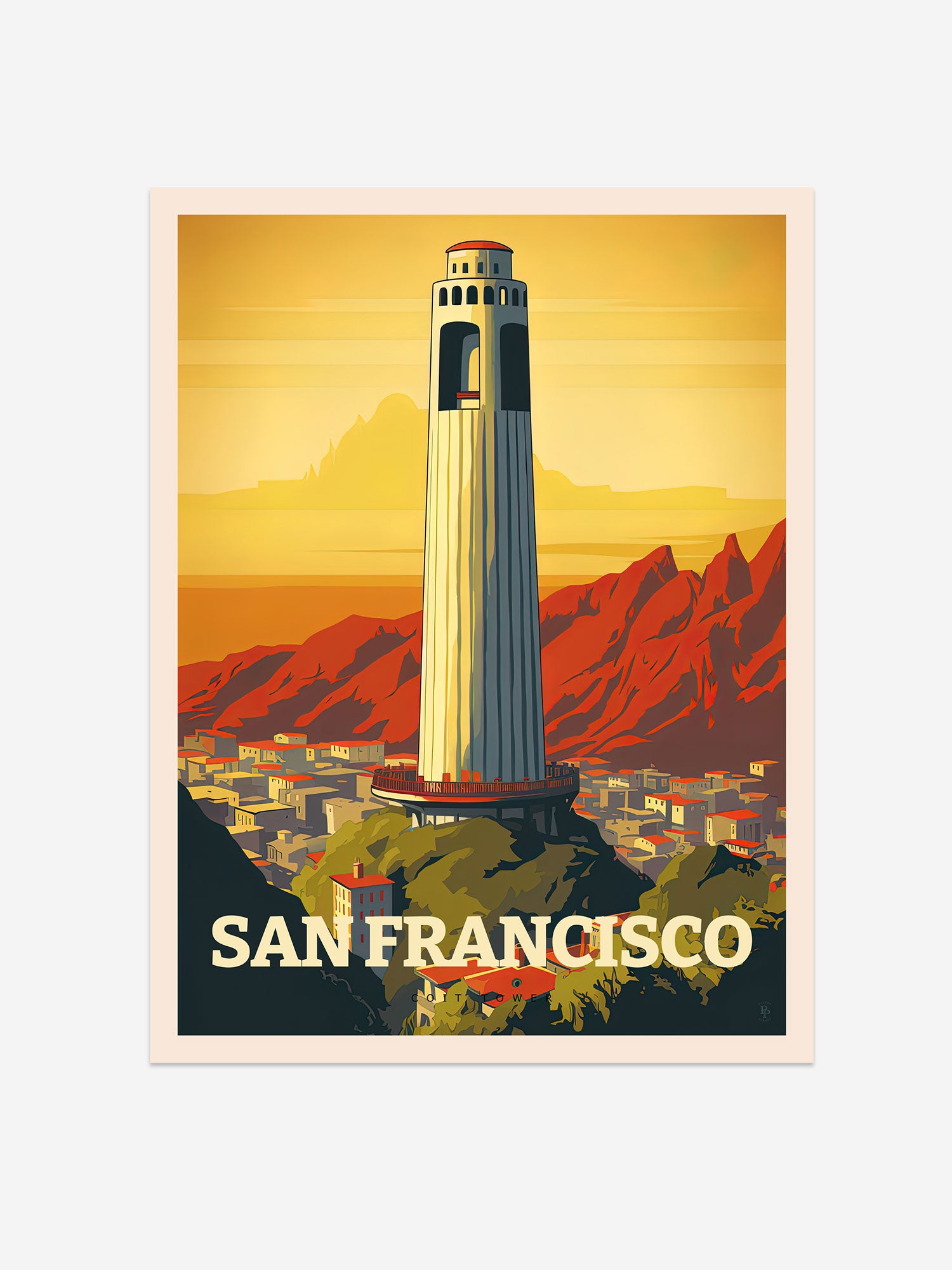 San Francisco Coit Tower, California Travel Poster