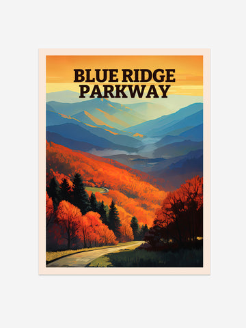 Blue Ridge Parkway Travel Poster – Vintage-Inspired Wall Art Print