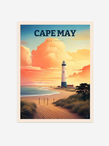 Cape May New Jersey Travel Poster – Vintage-Inspired Wall Art Print