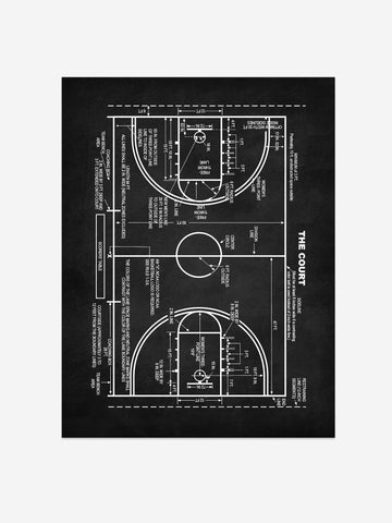 Basketball Court Patent Print – Sports Art – Office Wall Decor