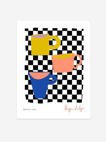 Checkered Cups Art Print – Positivity & Love Collection