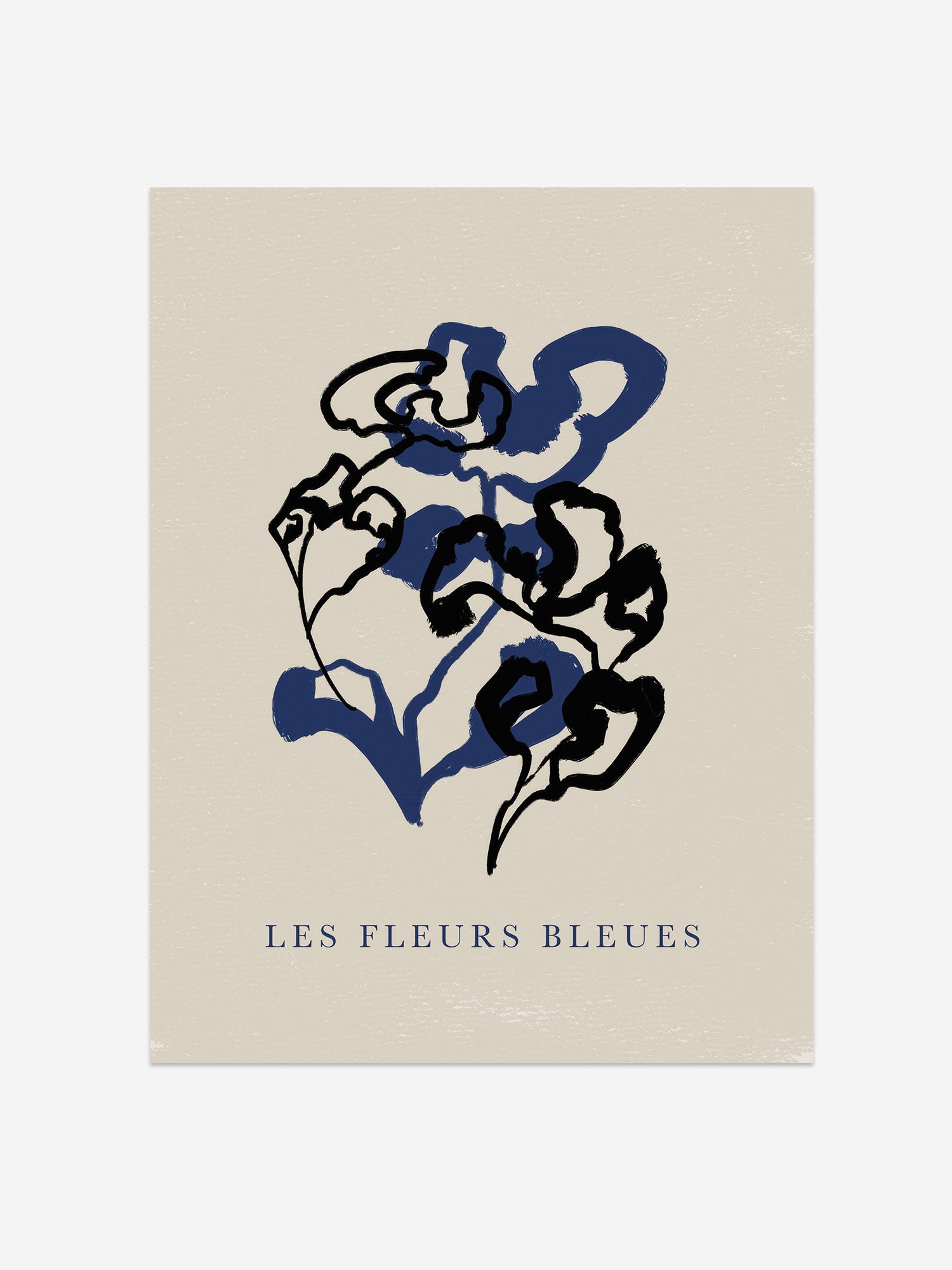 Abstract Floral Ink Art Print - "Les Fleurs Bleues"