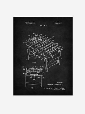 Foosball Table Patent Print – Game Room Art – Office Wall Decor