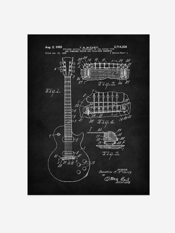 Electric Guitar Patent Print – Musical Instrument Art – Office Wall Decor