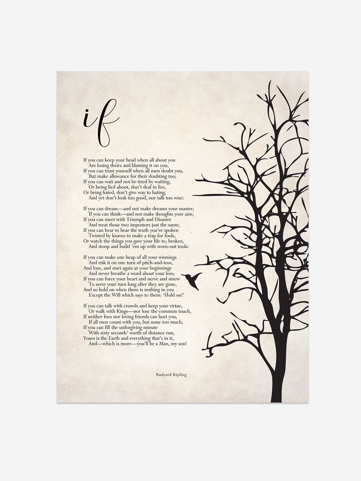 If Poem Print by Rudyard Kipling – Inspirational Art – Motivational Wall Decor