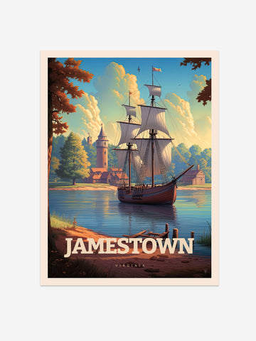 Jamestown Virginia Travel Poster – Vintage-Inspired Wall Art Print