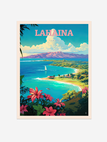 Lahaina Hawaii Travel Poster – Vintage-Inspired Wall Art Print