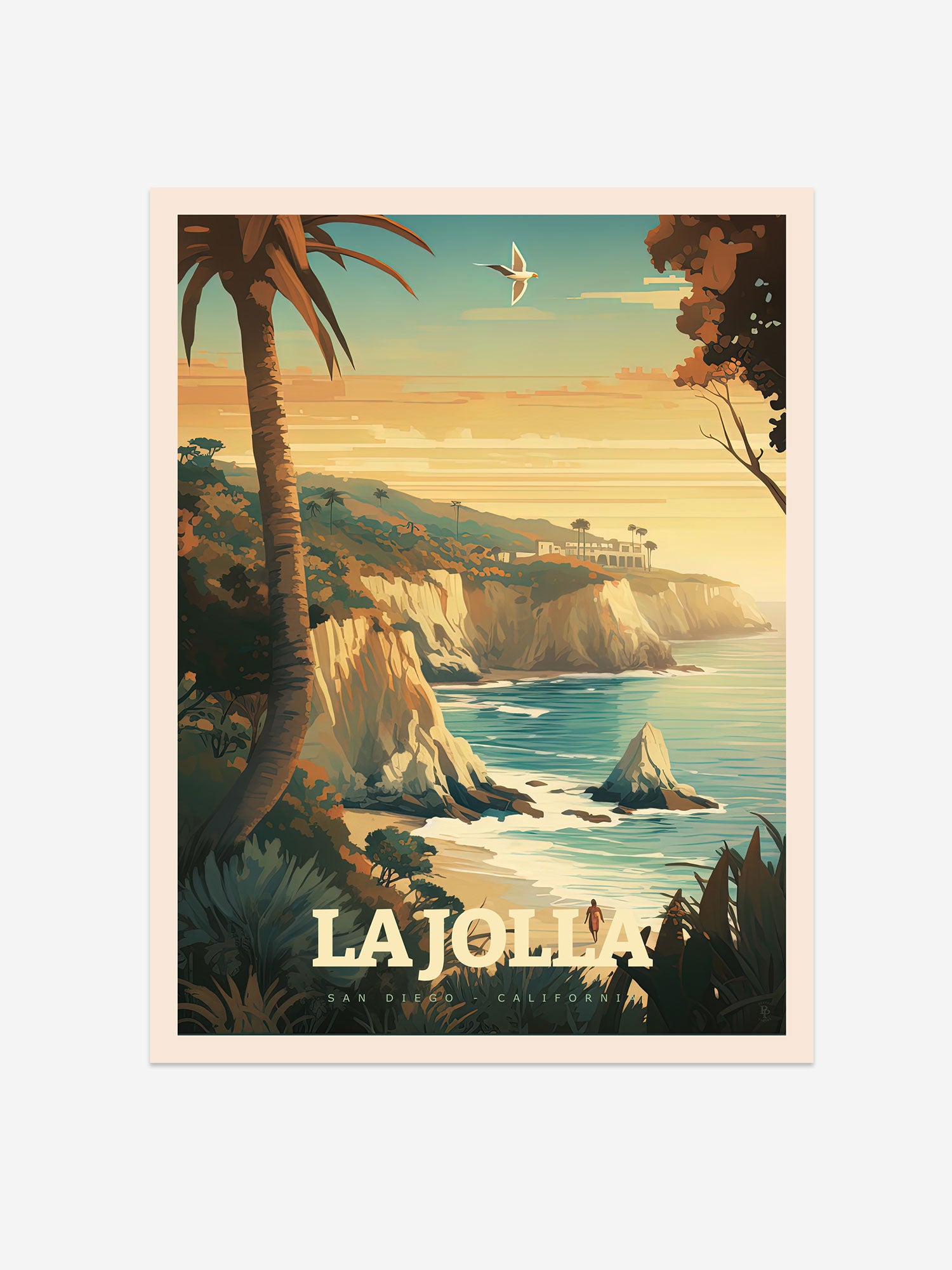 La Jolla Travel Poster – Vintage-Inspired Wall Art Print