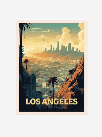 Los Angeles Sunset, California Travel Poster