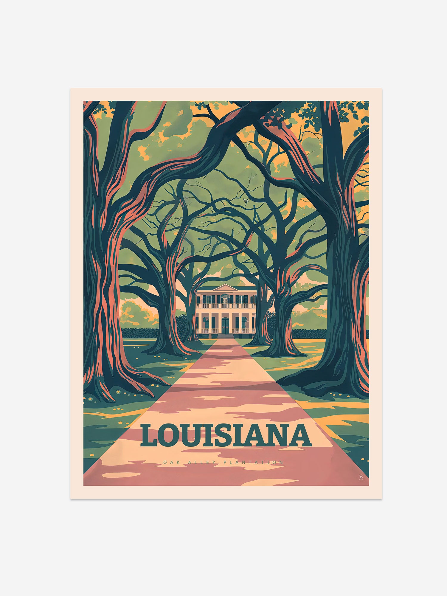 Oak Alley Plantation, Louisiana Travel Poster