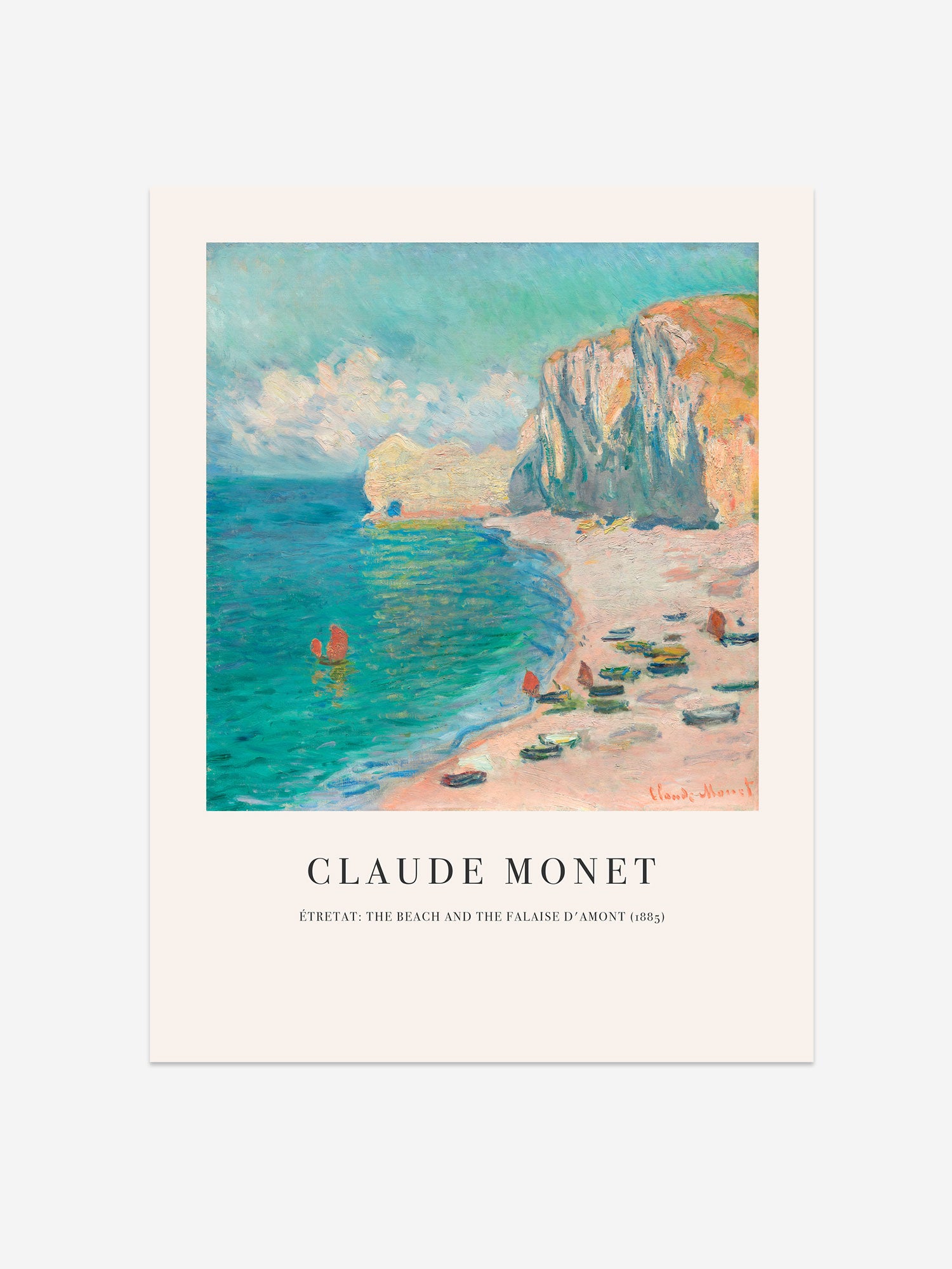 Claude Monet The Beach and the Falaise d'Amont Fine Art Print