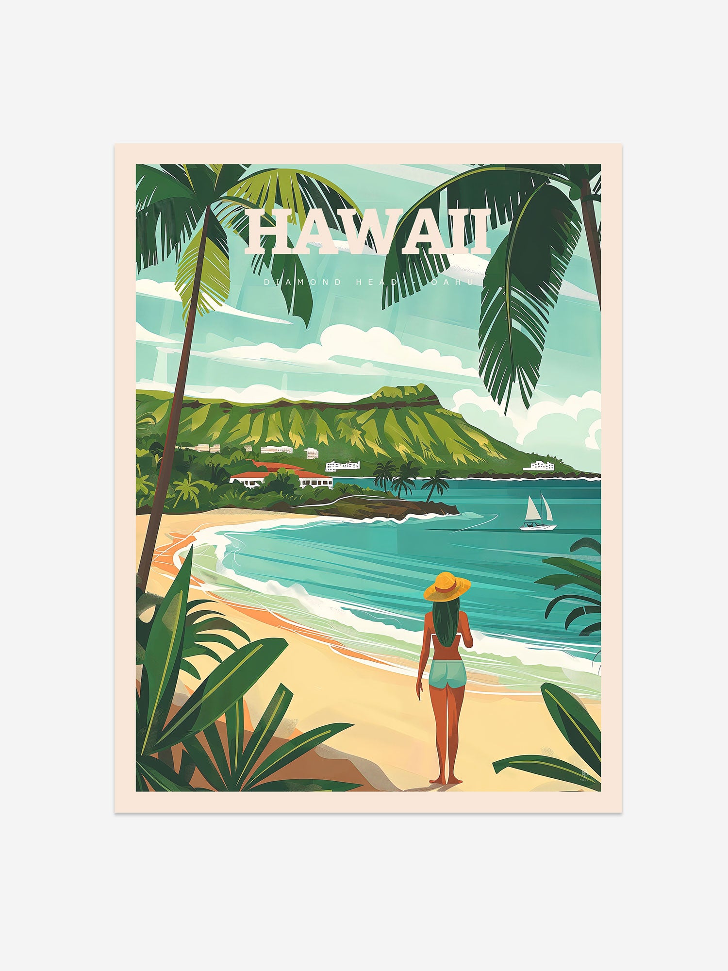 Oahu, Hawaii Travel Poster