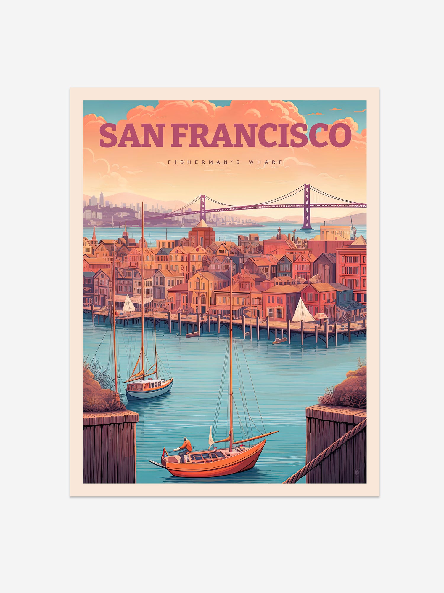 San Francisco Fisherman’s Wharf, California Travel Poster