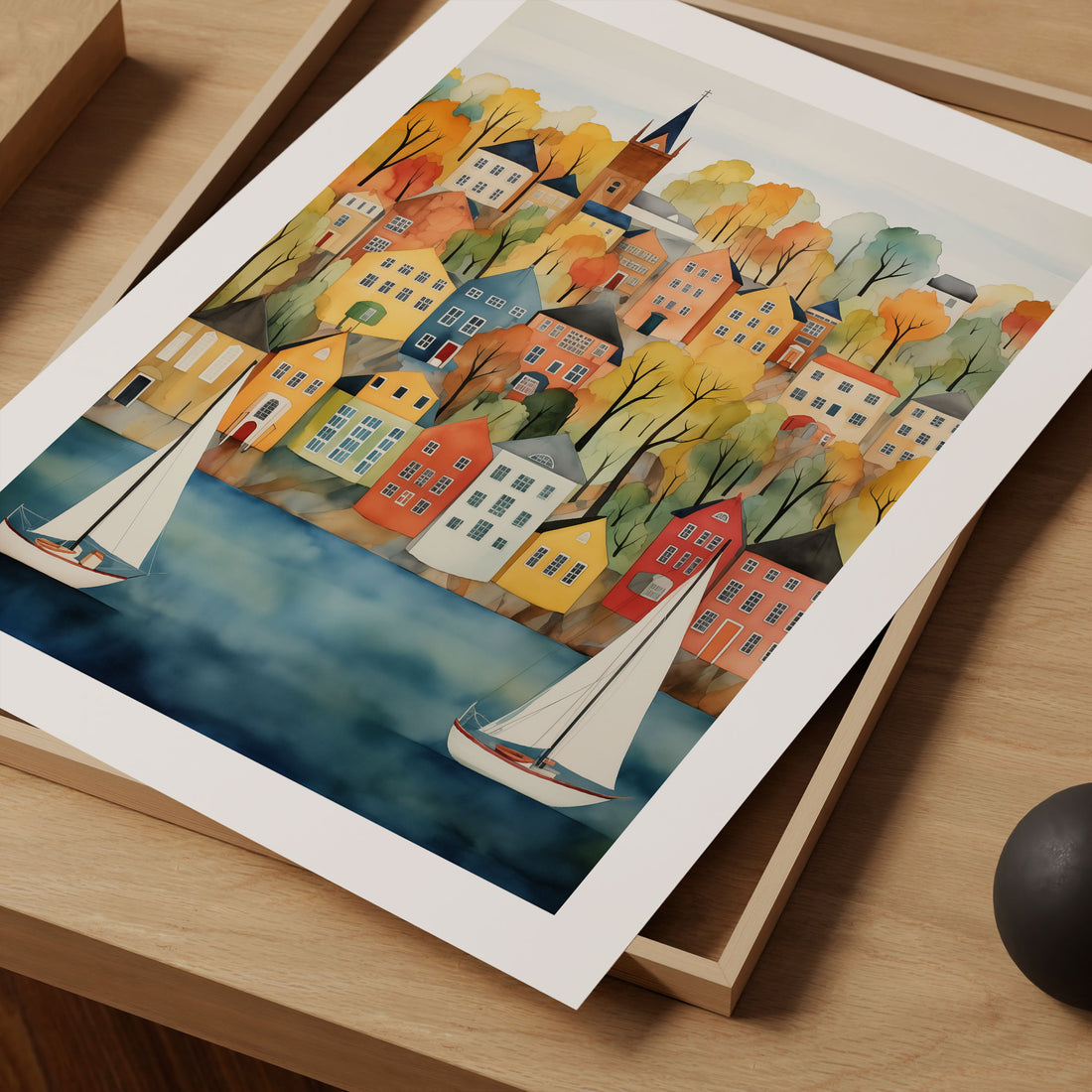 Alton Bay, New Hampshire Whimsical Folk Art Print