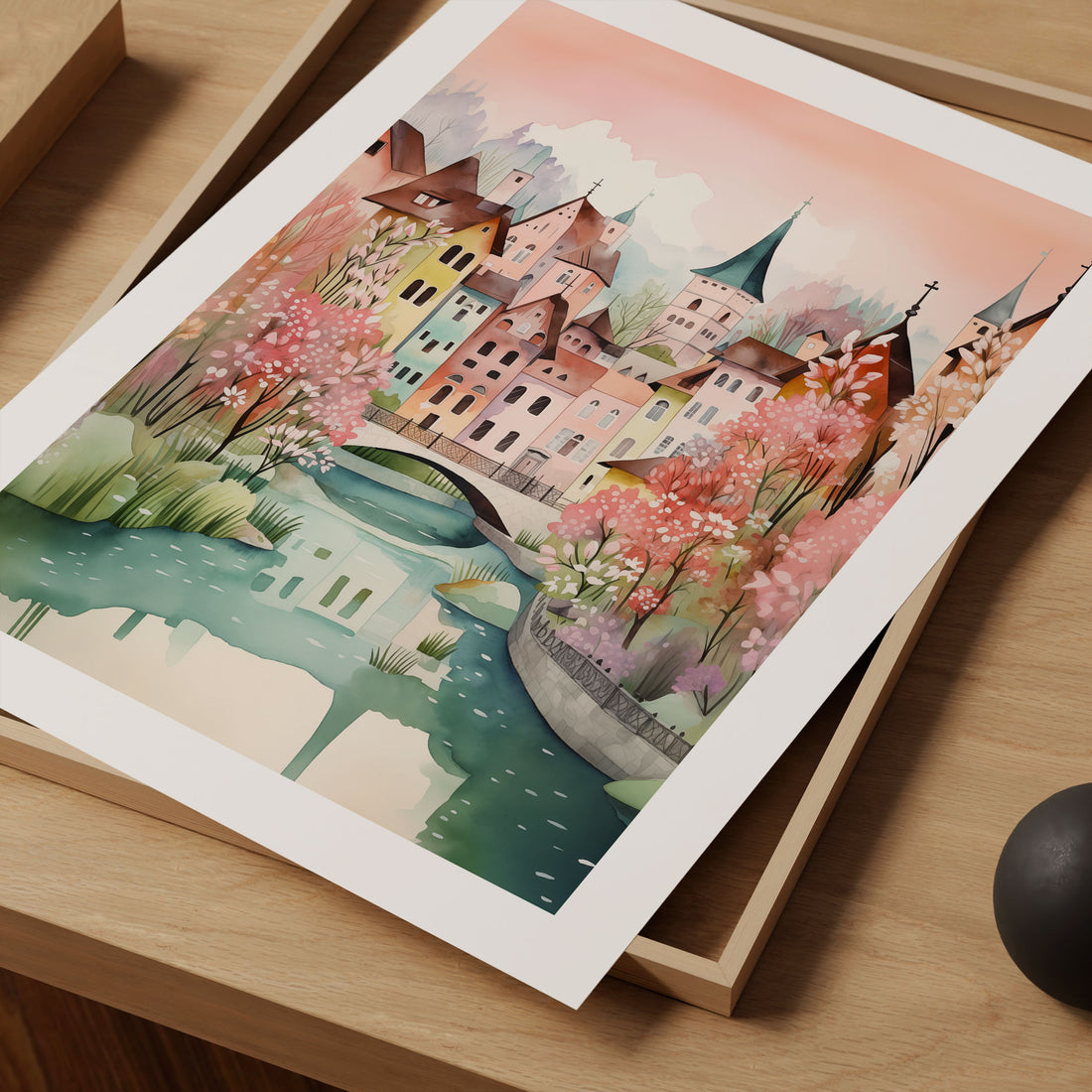 Annecy, France Whimsical Folk Art Print