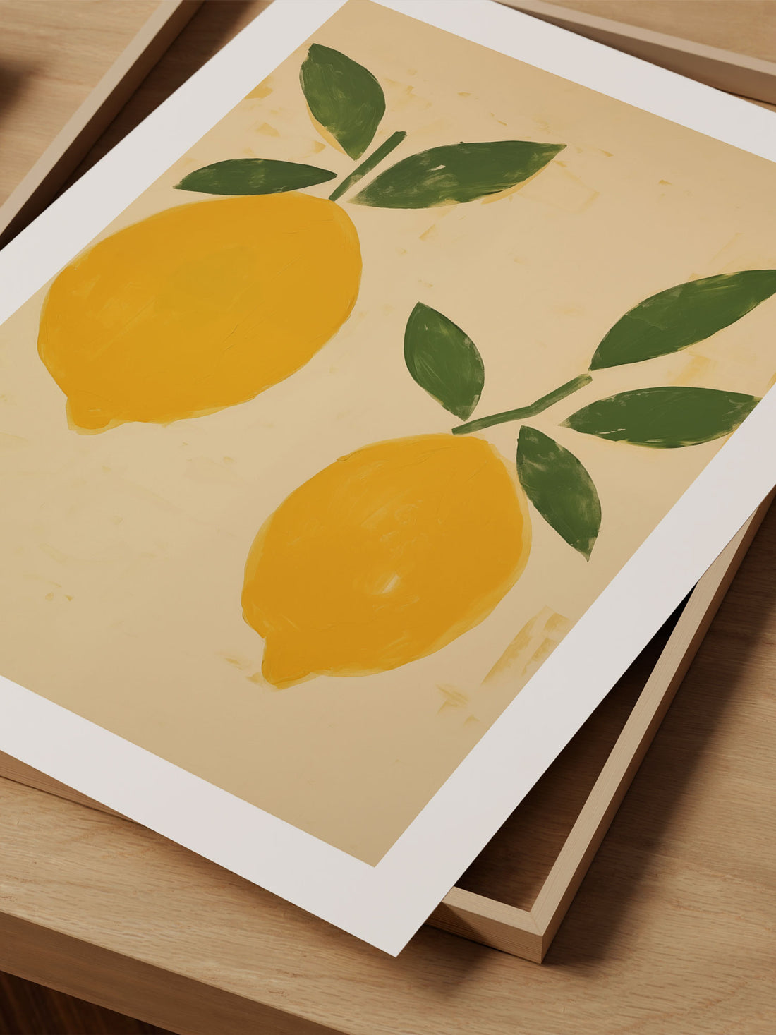 Minimalist Lemon Art Print – Vibrant Modern Kitchen Decor in Yellow and Green