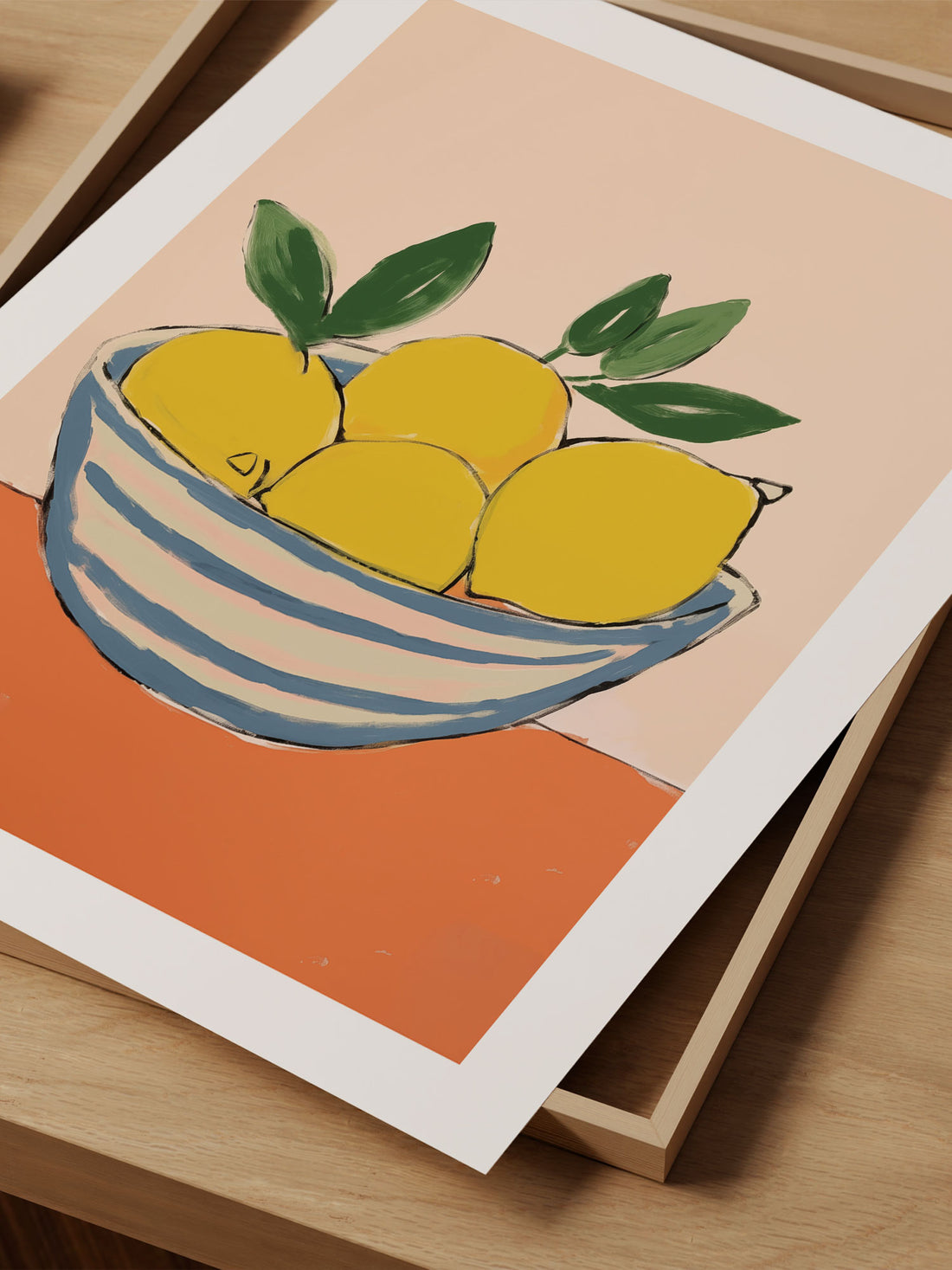 Striped Bowl of Lemons Art Print