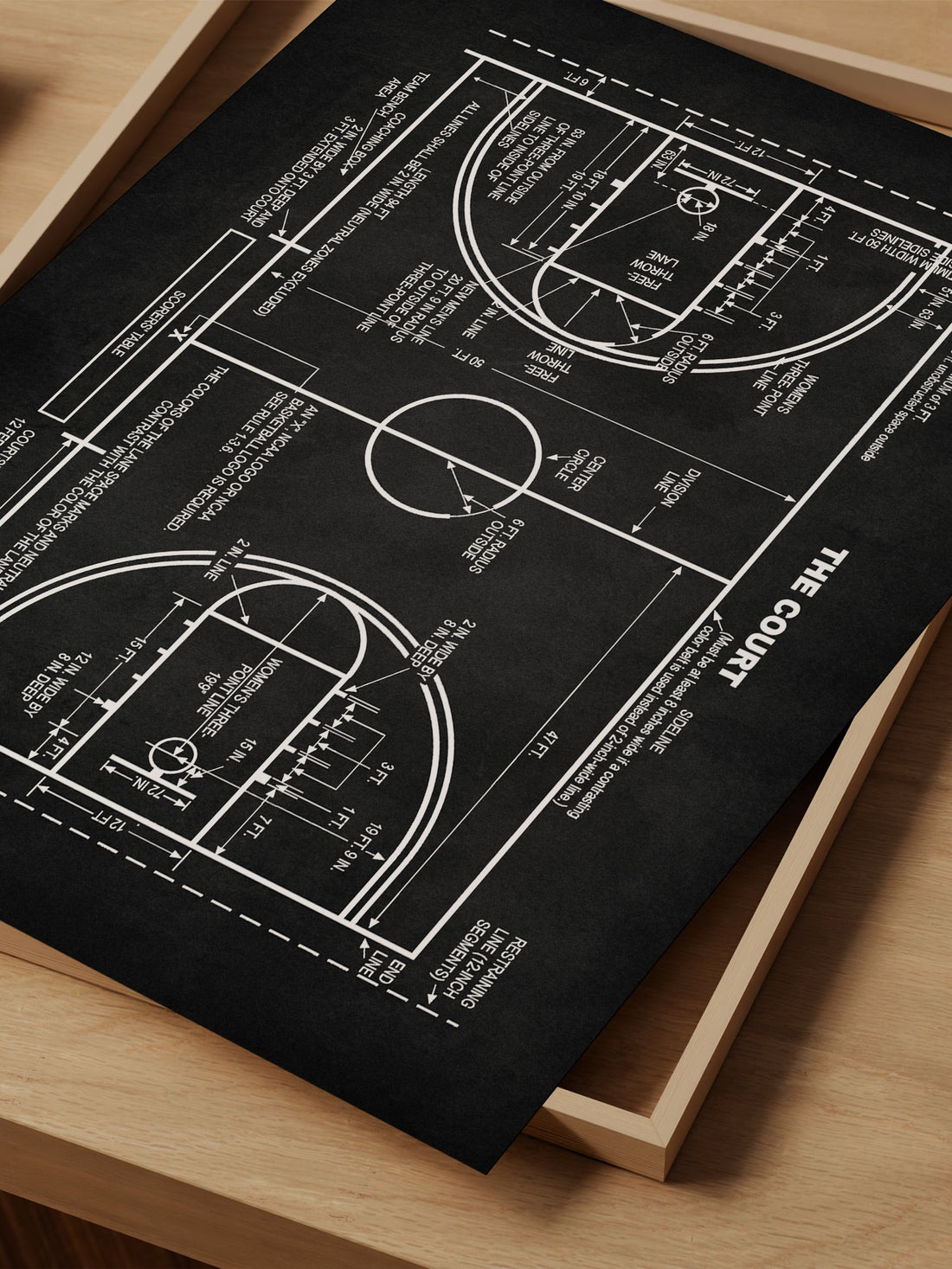 Basketball Court Patent Print – Sports Art – Office Wall Decor