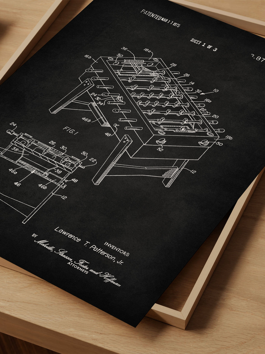 Foosball Table Patent Print – Game Room Art – Office Wall Decor