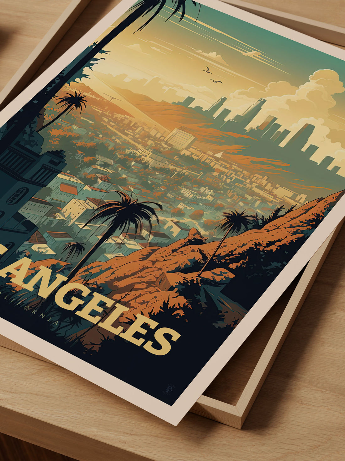 Los Angeles Sunset, California Travel Poster