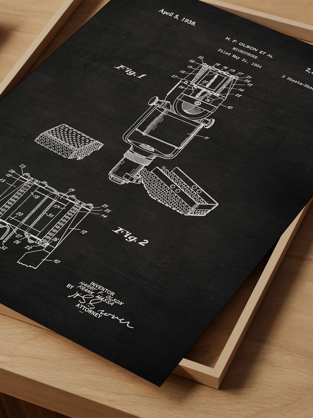 Microphone Patent Print – Vintage Music Art – Recording Studio Wall Decor