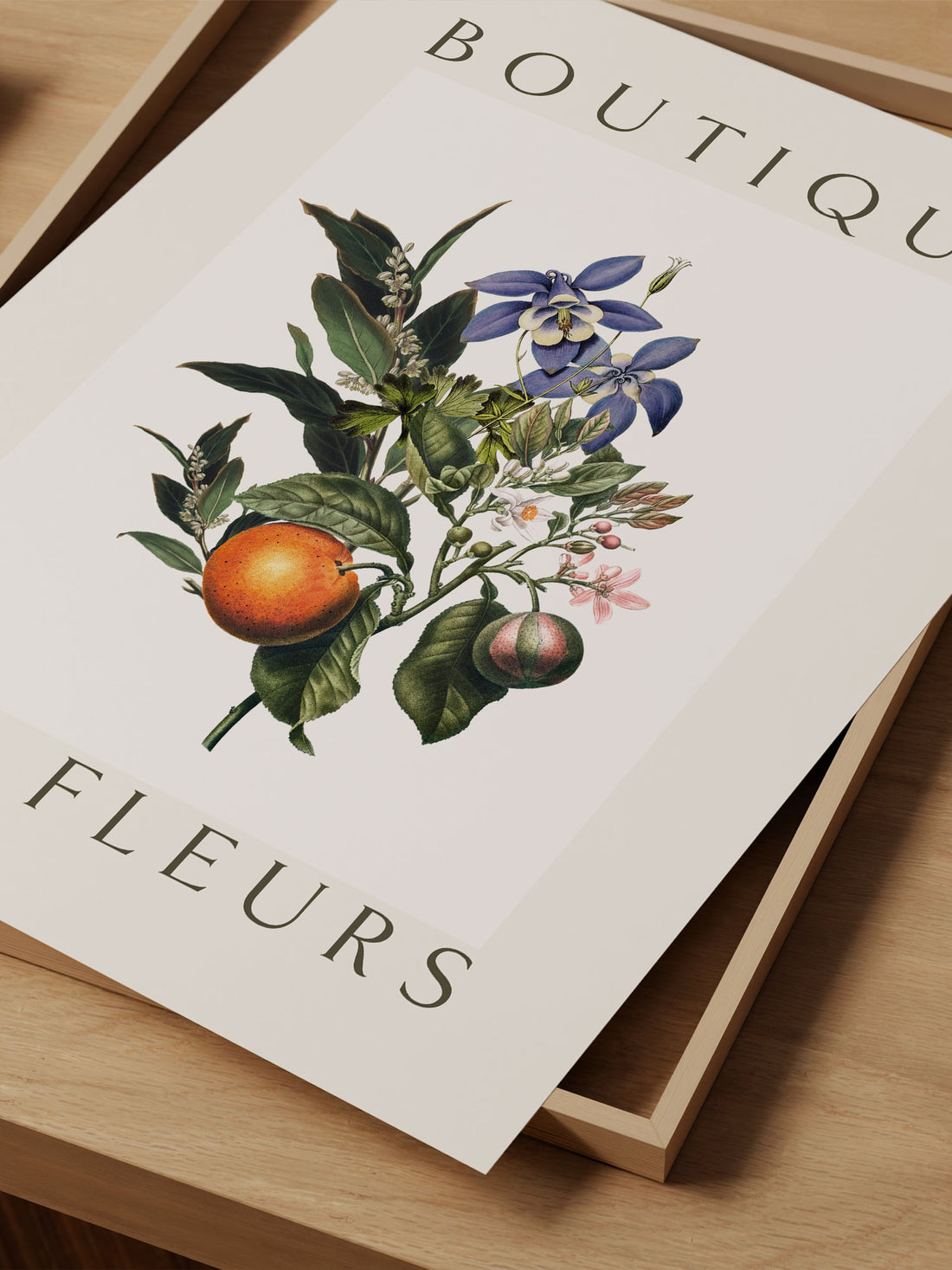 "Boutique des Fleurs" – Vintage Botanical Orange & Passionflower Print