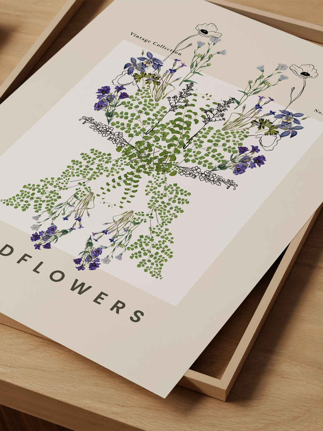 Symmetrical Wildflower Vintage Print