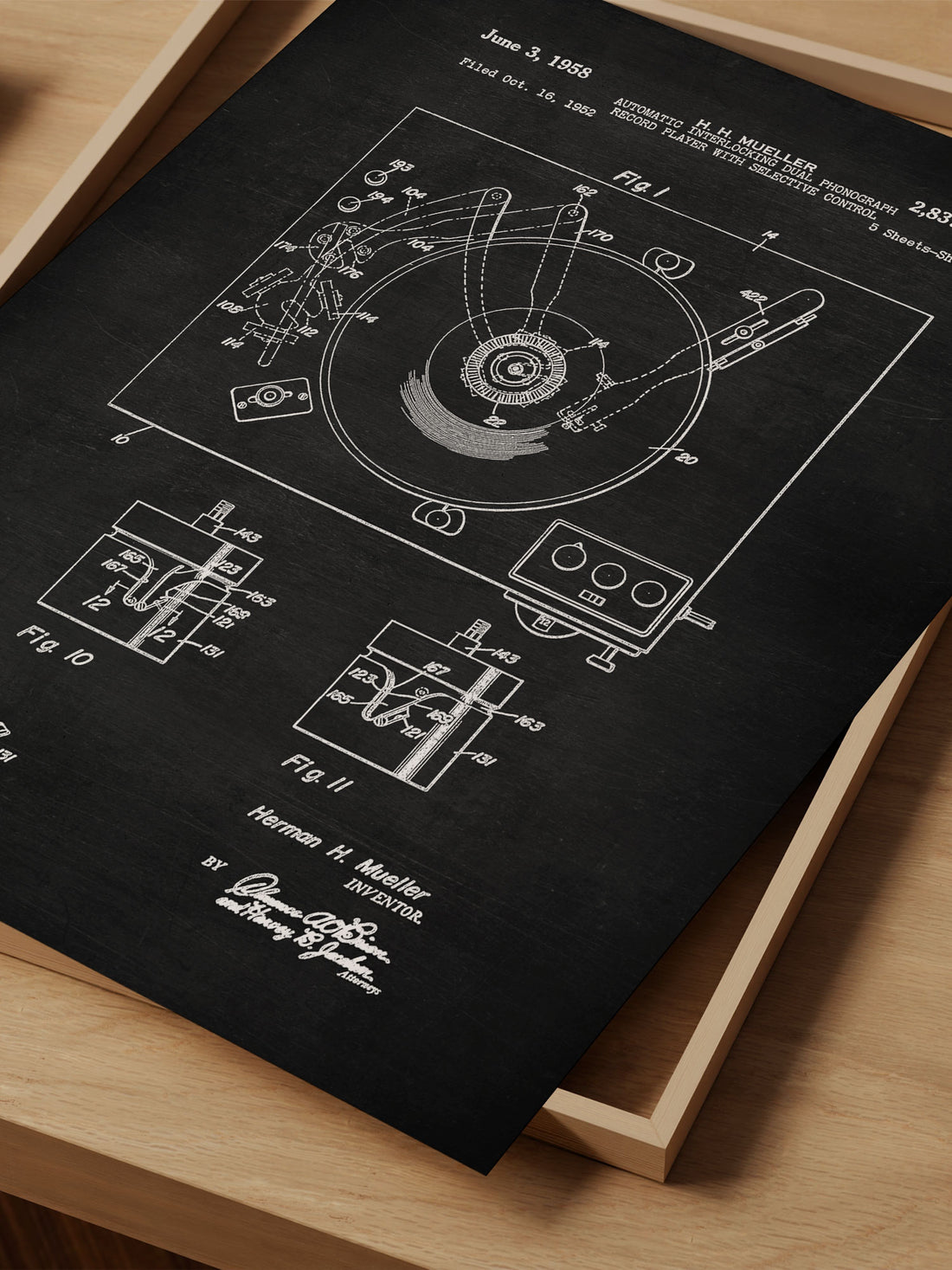 Vinyl Record Player Patent Print – Vintage Music Art – Retro Wall Decor