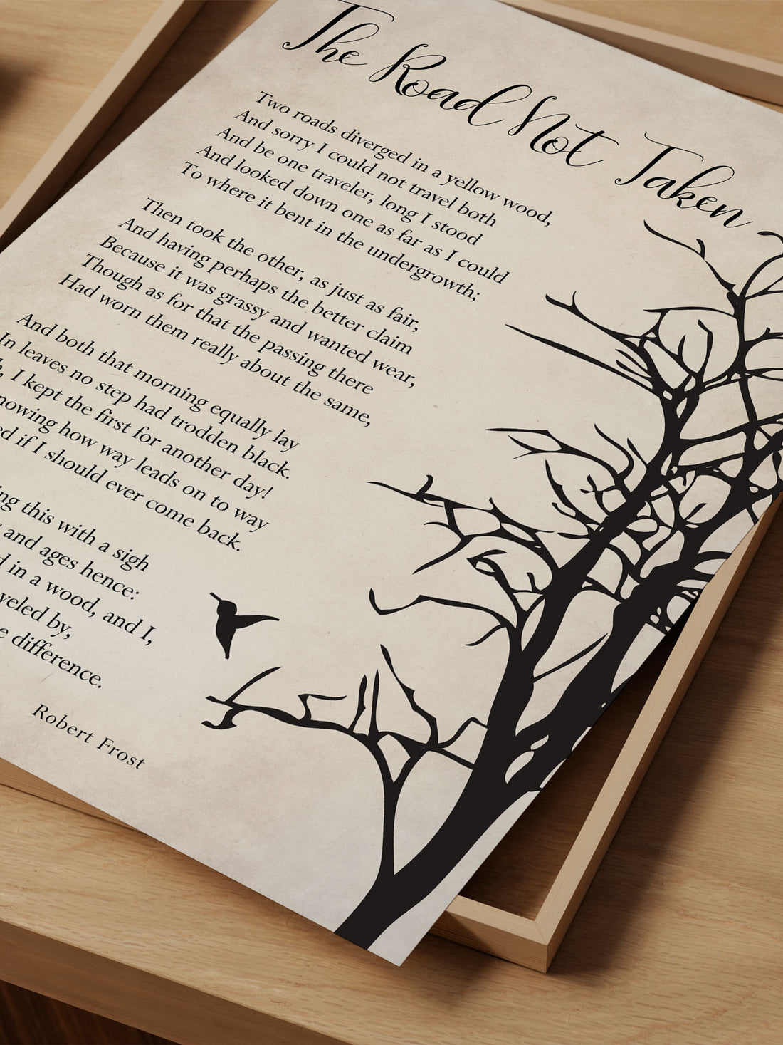 The Road Not Taken Poem Print by Robert Frost – Inspirational Art – Motivational Wall Decor