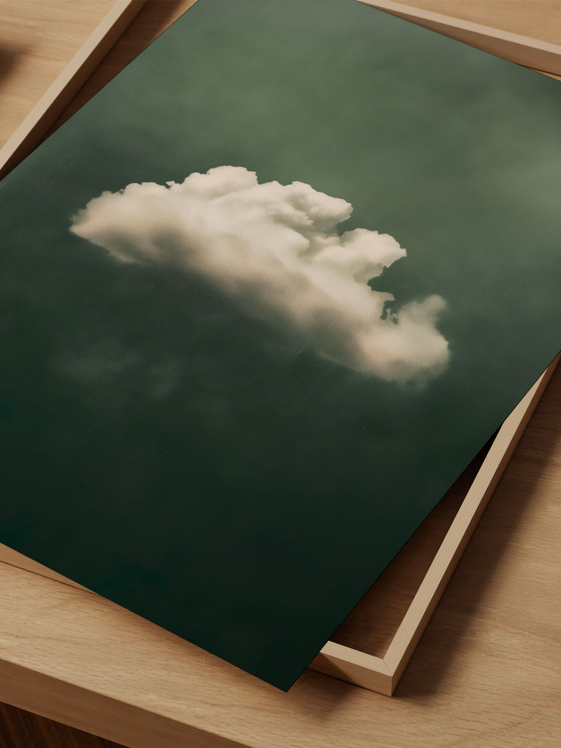 Serene Cloud on Sage Background – Tranquil Wall Art